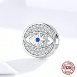 925 Sterling Silver Bangle Bracelet Beads Lucky Eye Zircon Charm DIY