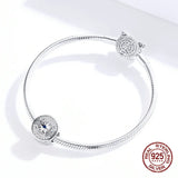 925 Sterling Silver Bangle Bracelet Beads Lucky Eye Zircon Charm DIY