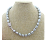 11-12MM SOUTH SEA CZ GREY PEARL NECKLACE 18 INCH