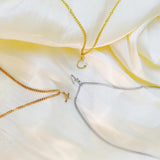 Women Stainless Steel Cuban Chain Initial Necklace