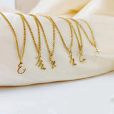 Women Stainless Steel Cuban Chain Initial Necklace