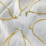 Women Stainless Steel Cuban Chain Initial Necklace