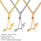 Women Stainless Steel Cuban Chain Initial Necklace