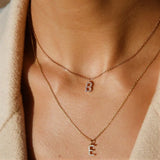 Women's Stainless Steel Initial Necklace with Inlay Zircon A-Z Letter Pendant