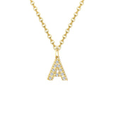 Women's Stainless Steel Initial Necklace with Inlay Zircon A-Z Letter Pendant