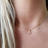 Women's Stainless Steel Initial Necklace with Inlay Zircon A-Z Letter Pendant