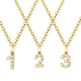 Stainless Steel zircon Necklace with lucky Numbers Pendant