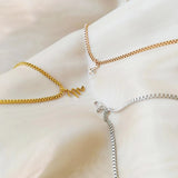 Women Stainless Steel Chain Heart Initial Necklace Letter Charms Pendant