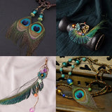 Ethnic Peacock Feather Earrings Vintage Bohemian Style