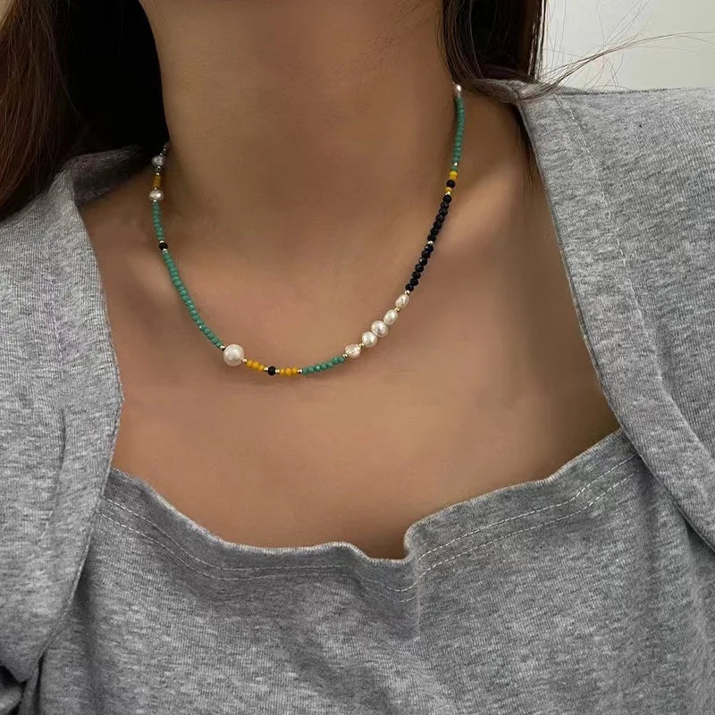 Women Freshwater Pearl Choker Necklace Bohemian Jewelry