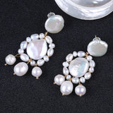 Coin and Rice Pearl Earring Stud Set