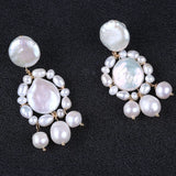 Coin and Rice Pearl Earring Stud Set