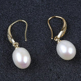 925 Silver Zircon Pearl Earring 8-9mm Drop