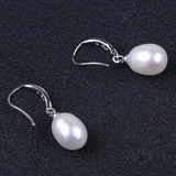 925 Silver Zircon Pearl Earring 8-9mm Drop