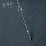 Sterling Silver Lucky Bar Lariat Necklace Long 925 Sweater