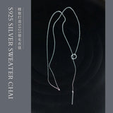 Sterling Silver Lucky Bar Lariat Necklace Long 925 Sweater