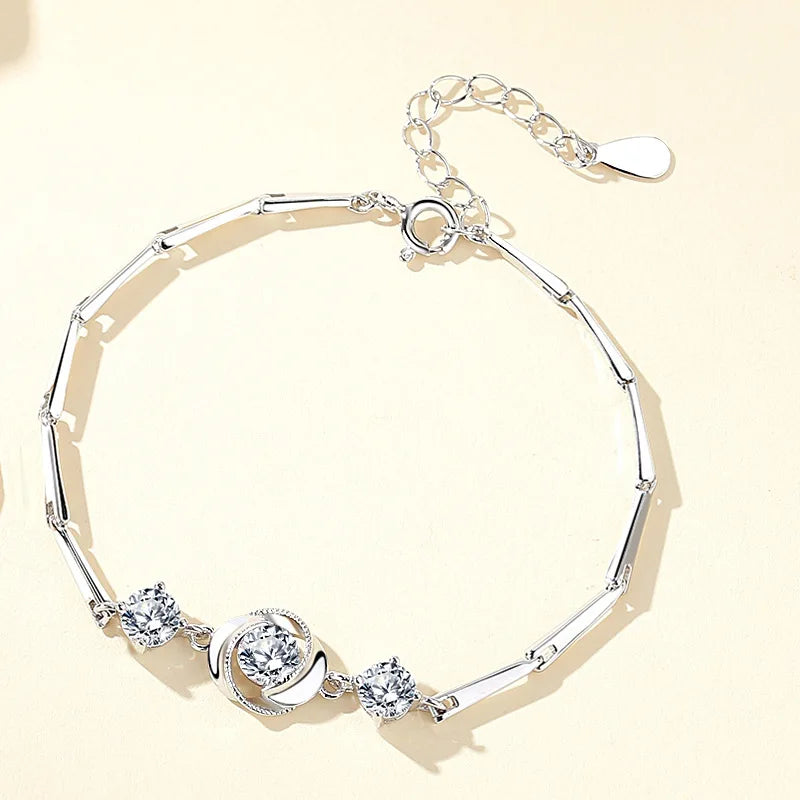 925 Sterling Silver Four Leaf Clover Bracelet