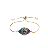 Colorful Zircon CZ Devil's Eye Bracelet Bangle Turkey's Eye Chain Jewelry