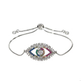 Colorful Zircon CZ Devil's Eye Bracelet Bangle Turkey's Eye Chain Jewelry