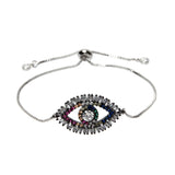 Colorful Zircon CZ Devil's Eye Bracelet Bangle Turkey's Eye Chain Jewelry