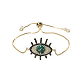 Colorful Zircon CZ Devil's Eye Bracelet Bangle Turkey's Eye Chain Jewelry