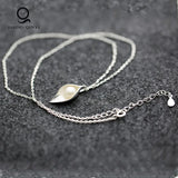Leaf Shape Pearl Pendant Necklace
