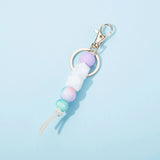 Silicon Wood Bead Keychain for Women Girls Summer Pendant Tassel Accessory