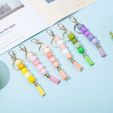 Silicon Wood Bead Keychain for Women Girls Summer Pendant Tassel Accessory