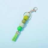 Silicon Wood Bead Keychain for Women Girls Summer Pendant Tassel Accessory