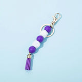 Silicon Wood Bead Keychain for Women Girls Summer Pendant Tassel Accessory