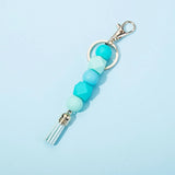 Silicon Wood Bead Keychain for Women Girls Summer Pendant Tassel Accessory