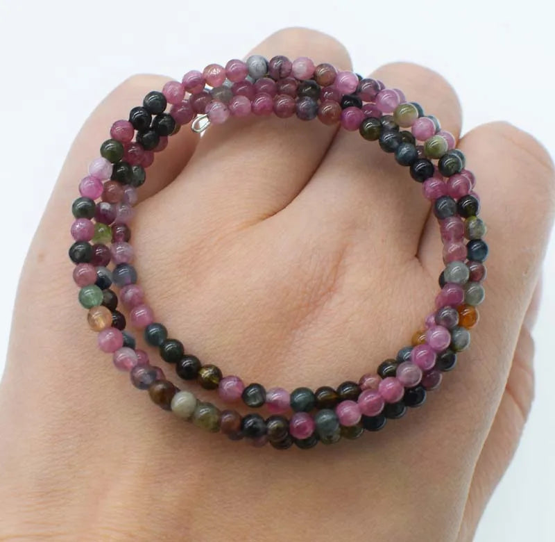 Purple Round Tourmalines Bracelet 7.5-Inch Beads Nature