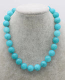 Green Jade Round 14mm Necklace 17-inch Nature Beads