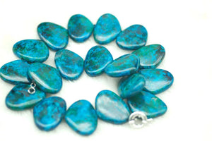 Manmade Peacock Jade Fan Necklace 17 Inch Beads