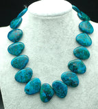 Manmade Peacock Jade Fan Necklace 17 Inch Beads