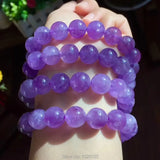 Purple Stone Round 8-12mm Bracelet 7.5inch Beads Nature