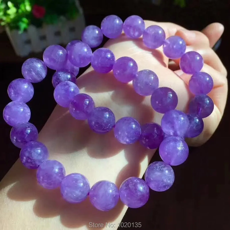 Purple Stone Round 8-12mm Bracelet 7.5inch Beads Nature