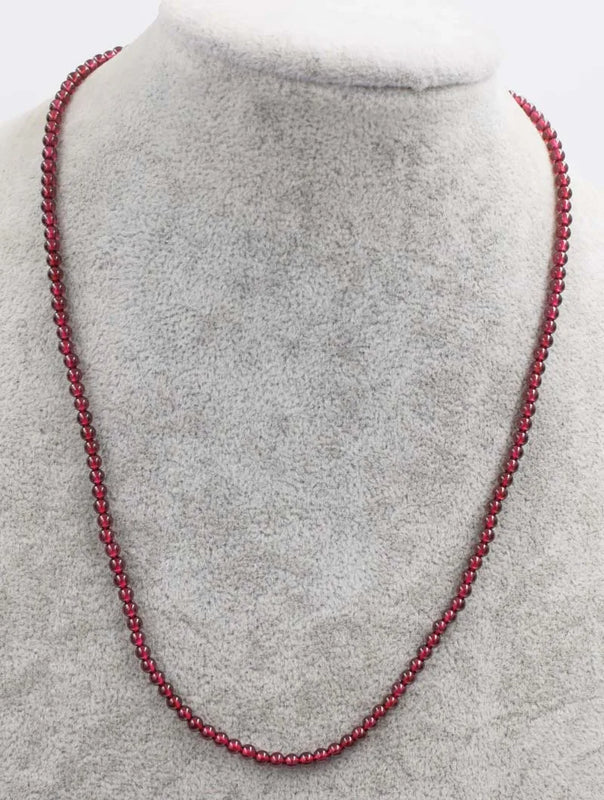 Red Garnet Round 3-4mm Chocker Necklace 16 inch Beads