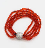 Red Quartz Faceted Roundel 4mm Bracelet 7.5 Inch