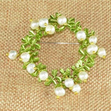 Hand Woven Freshwater Pearl Lacquer Wreath Brooch