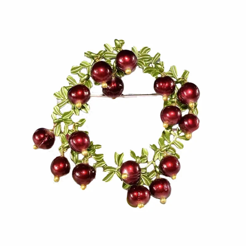 Hand Woven Freshwater Pearl Lacquer Wreath Brooch