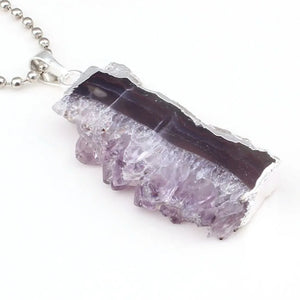 Stylish Natural Purple Amethyst Geode Slice Pendant for Necklace Charms