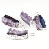 Stylish Natural Purple Amethyst Geode Slice Pendant for Necklace Charms