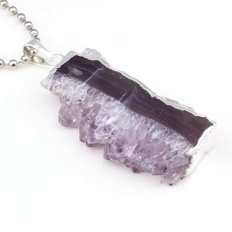 Stylish Natural Purple Amethyst Geode Slice Pendant for Necklace Charms