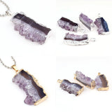 Stylish Natural Purple Amethyst Geode Slice Pendant for Necklace Charms
