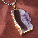 Stylish Natural Purple Amethyst Geode Slice Pendant for Necklace Charms