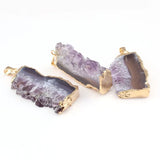Stylish Natural Purple Amethyst Geode Slice Pendant for Necklace Charms