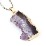 Stylish Natural Purple Amethyst Geode Slice Pendant for Necklace Charms