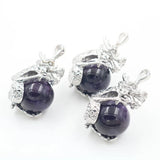 18mm Amethyst Stone Dragon Pendant Silver Plated Men's Jewelry 1pcs