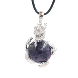 18mm Amethyst Stone Dragon Pendant Silver Plated Men's Jewelry 1pcs